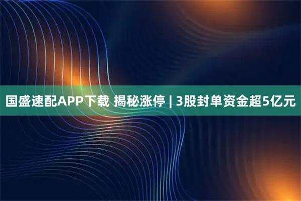 国盛速配APP下载 揭秘涨停 | 3股封单资金超5亿元