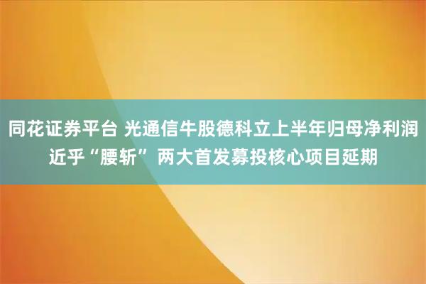 同花证券平台 光通信牛股德科立上半年归母净利润近乎“腰斩” 两大首发募投核心项目延期