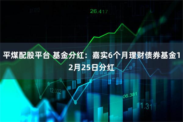 平煤配股平台 基金分红：嘉实6个月理财债券基金12月25日分红